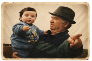 Vintage family photograph of Antonio and his family