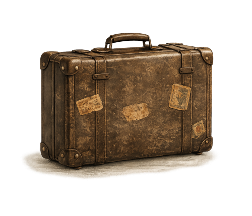 Vintage suitcase symbolising migration and family memories