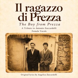 Il Ragazzo di Prezza female vocals song cover featuring a sepia photograph of two young men in suits with an aged border.